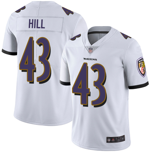 Baltimore Ravens Limited White Men Justice Hill Road Jersey NFL Football 43 Vapor Untouchable